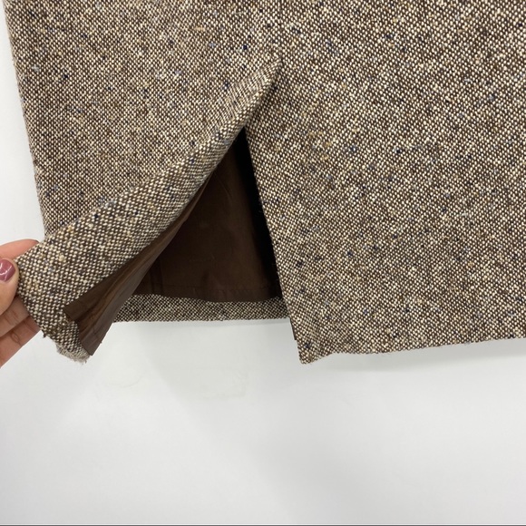J.Crew Brown Taupe Wool Tweed Pencil Skirt 4 - Picture 3 of 8